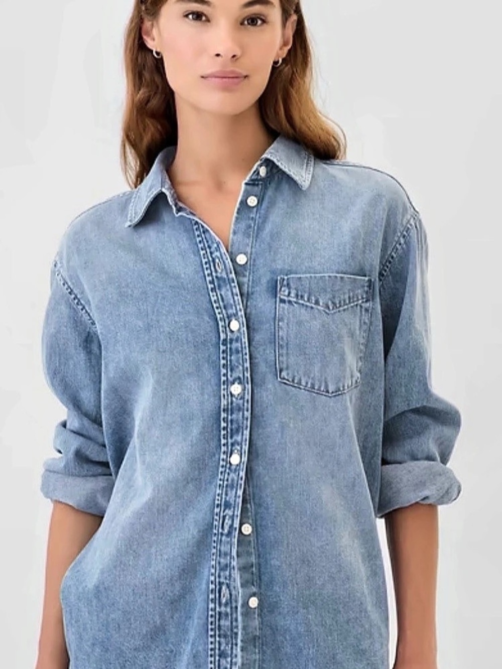 Gap Cotton Oversized Denim Shirt Small NWT - Picture 3 of 7